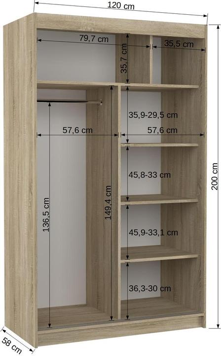 Image du produit ADRK Furniture Lugano (120 x 58 x 200 cm)