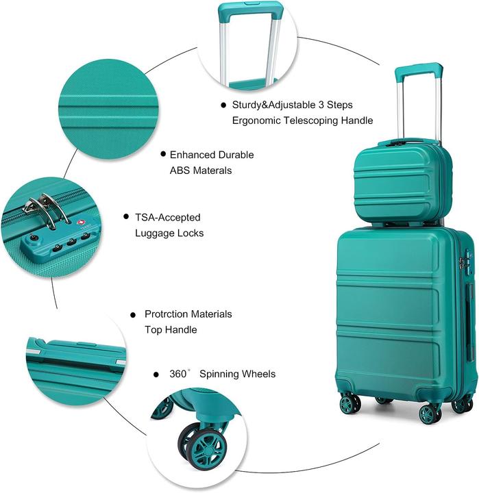 Image du produit Kono Set de 2 valises ABS rigide turquoise (38 l)