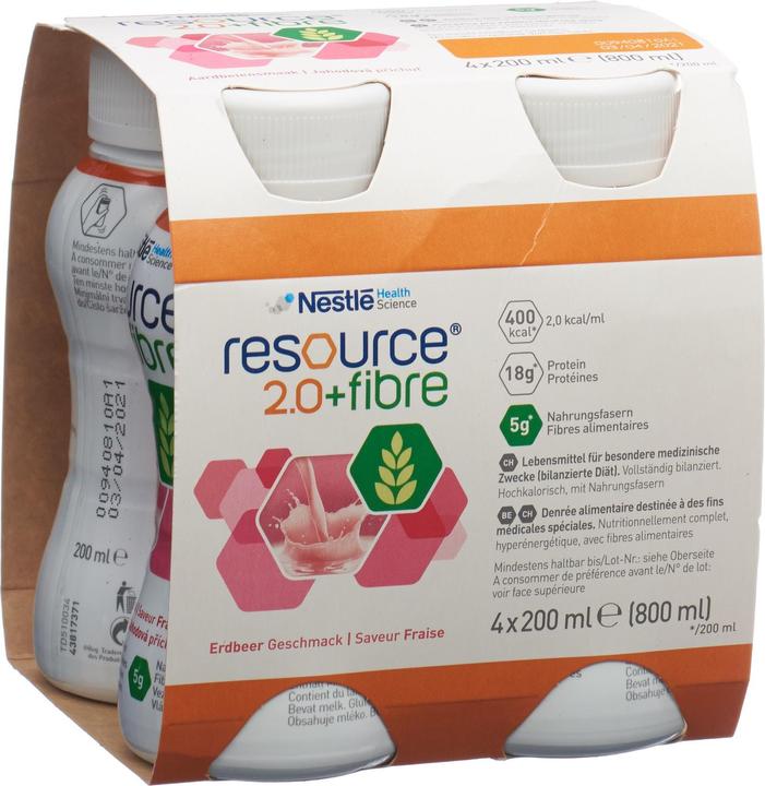 Actual product image Resource 2.0+Fibre Drink Strawberry (Strawberry, 4 x)