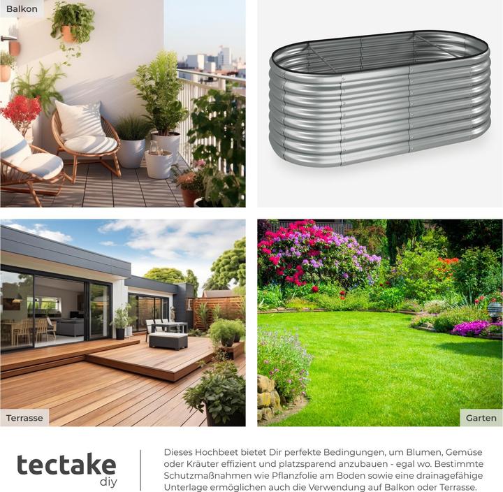 Image du produit tectake Jardinière surélevée Flormma, 603l, galvanisé, 160x80x60cm