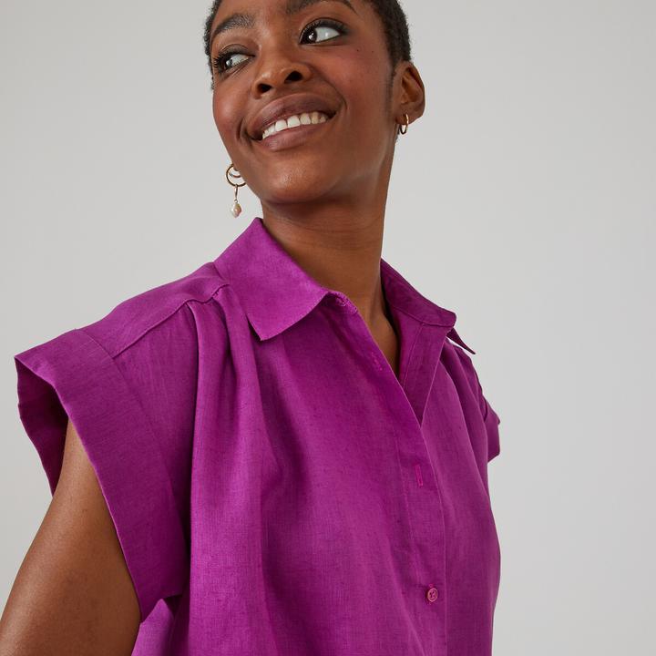 Produktbild La Redoute Collections Langes Hemdblusenkleid Signature aus Leinen (S)