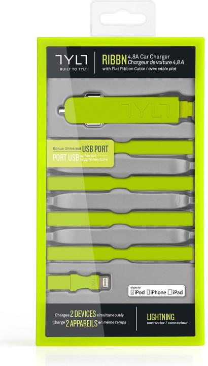 Actual product image Tylt RIBBN Dual Car Charger Green