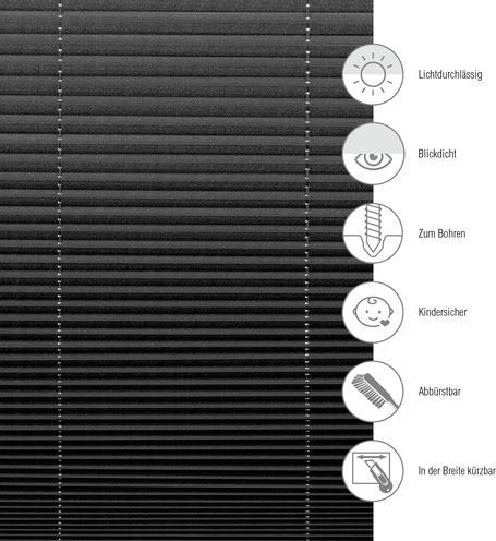 Actual product image Gardinia Plissée Concept 70 x 130 cm, Schwarz (70 x 130 cm)