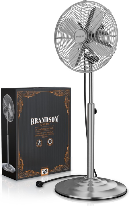 Produktbild Brandson Standventilator 34cm Ø, Oszillation 80°, Neigbar 30°, 35W, Standlüfter, silber (54 dB)