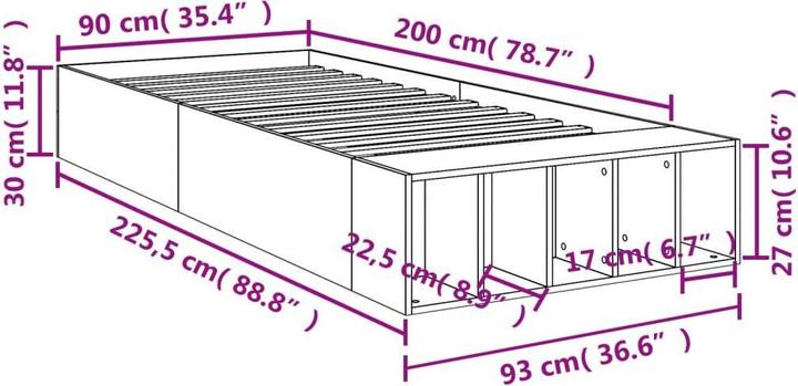 Image du produit vidaXL Bettgestell (90 x 200 cm)