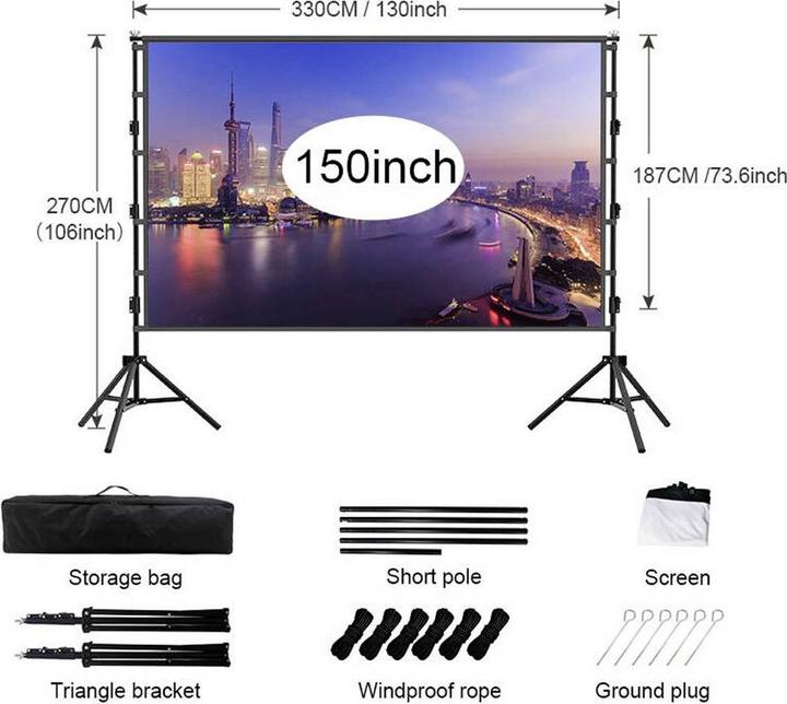 Actual product image SpeaKa Professional SP-PST-314 Stativleinwand Bildformat: 16:9 (150", 16:9)