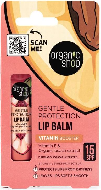 Actual product image Natura Siberica Gentle Protection Vitamin Booster Lip Balm SPF 15 with Vitamin E and Peach Extracts 10m (Suntan cream, SPF 15, 10 ml, 20 g)