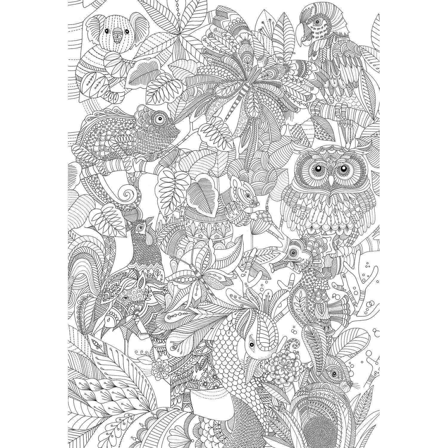 Idena, Bastelpapier, 68157 - Ausmalposter Tiere, ca. 59,4 x 84 cm, als kreativer Ausgleich zum Alltag und für
