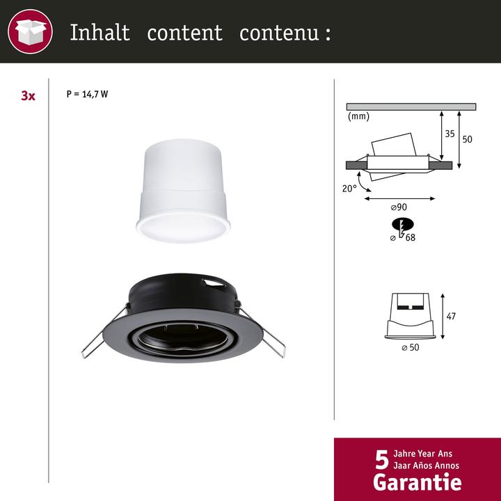 Produktbild Paulmann Einbauleuchte Base Set (420 lm)