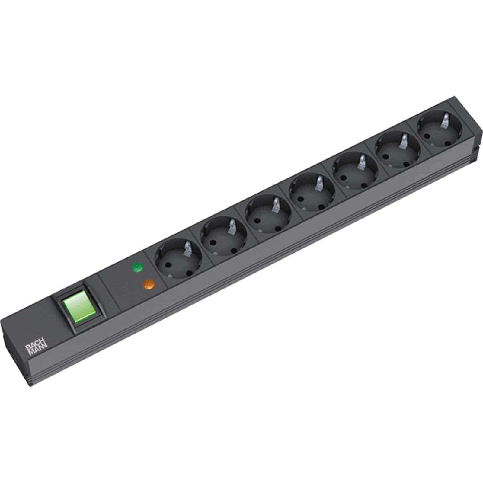 Bachmann, Steckdosenleiste, 19" 1U 7xCEE7/3 bk 1xswitch (7 x, CEE 7/3, 2 m)