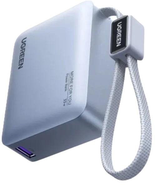 Produktbild Ugreen Powerbank Powerbank 10000mAh PB584, USB + USB-C, 33W, wbudowany kabel (szary) (10000 mAh, 33 W)