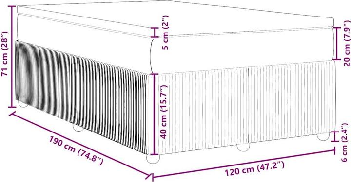 Actual product image vidaXL Boxspringbett (120 x 190 cm)