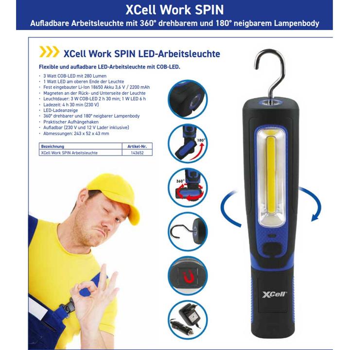 Produktbild XCell LEDHandleuchte Worklight Spin (280 lm)