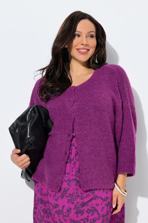 Produktbild Ulla Popken Strickjacke, Oversized, Rundhalsausschnitt, 3/4-Arm (60)