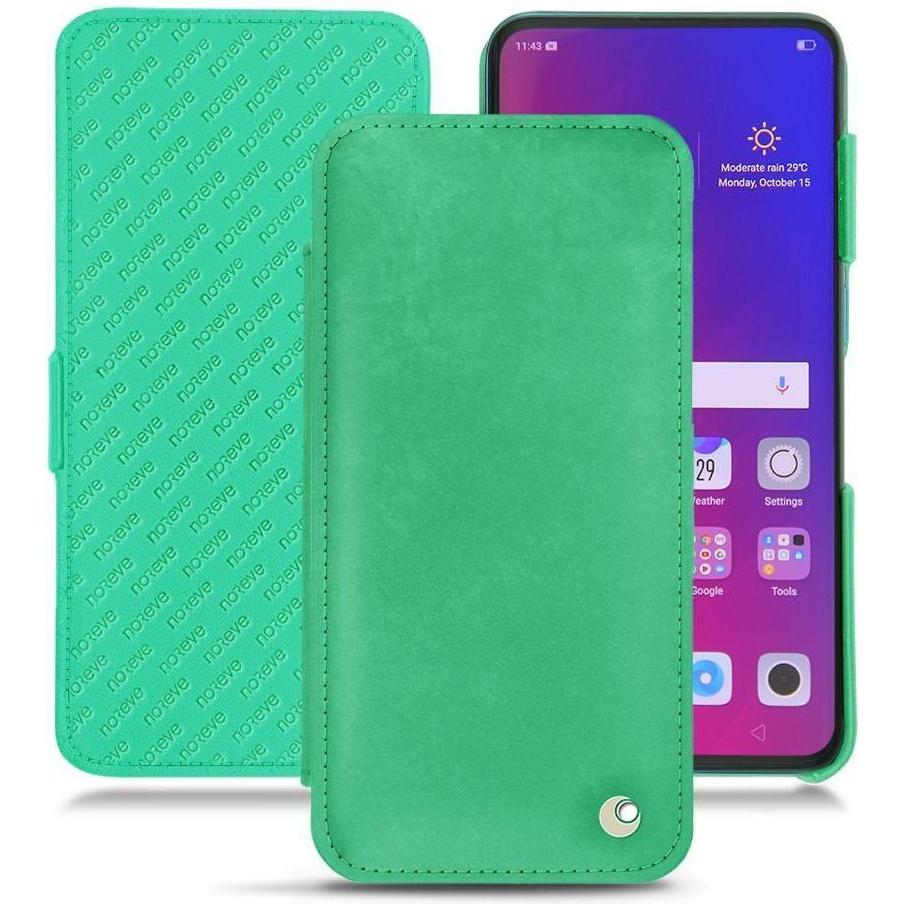 Noreve Lederschutzhülle horizontal (Oppo Find X), Smartphone Hülle, Grün