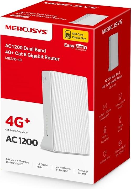 Produktbild Mercusys WL-Router LTE MB230-4G (AC1200/4G-LTE Modem)