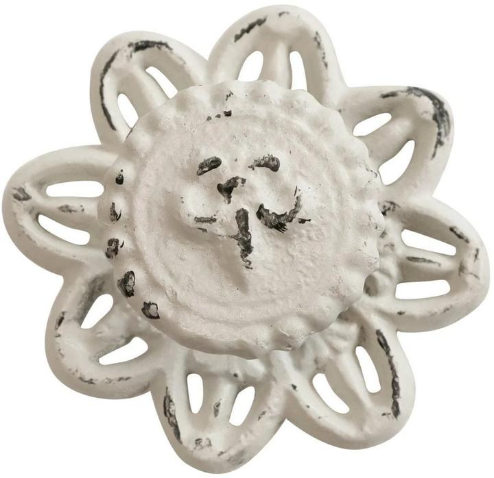 Chic Antique Furniture Handle with French Lily Ø 8 cm, antique Créme