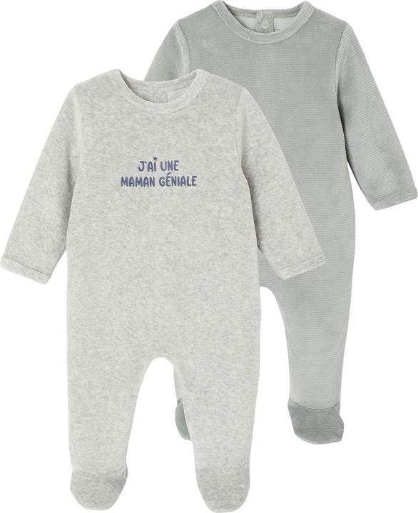 Produktbild Vertbaudet Bio-Kollektion: 2er-Pack Baby Strampler, Samt & Cord (92)