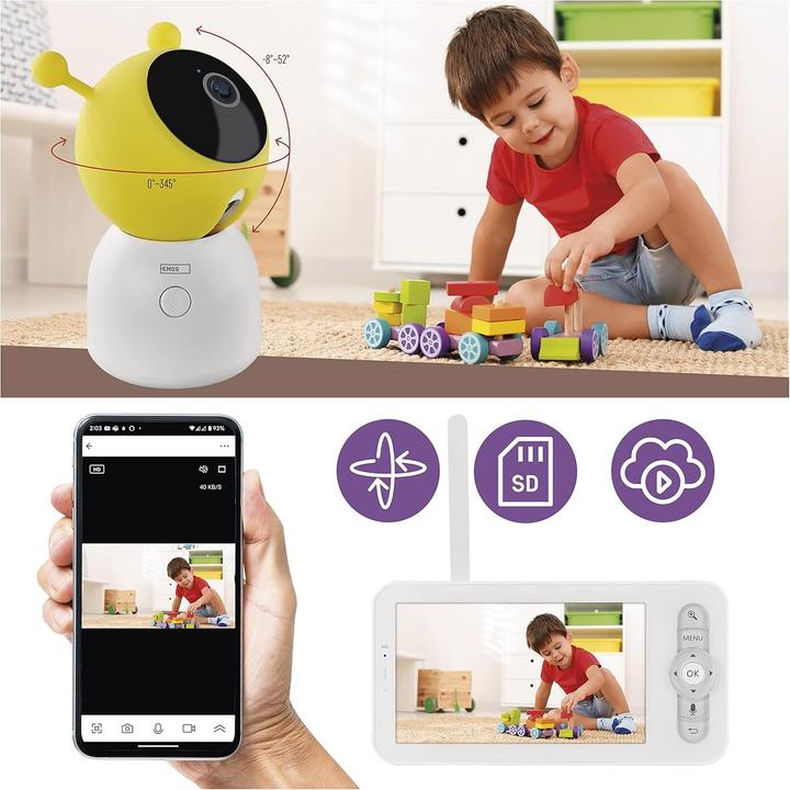 Produktbild Emos GoSmart Rotierende Baby Kamera IP-500 GUARD mit Monitor und WiFi (Babyphone mit Kamera)