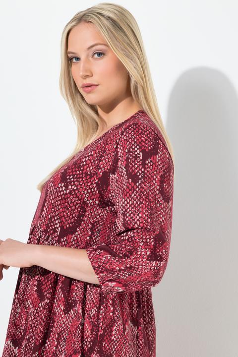 Immagine prodotto Ulla Popken Abito di jersey dal taglio svasato con stampa animalier, scollo a V e maniche a 3/4 (42, 44)