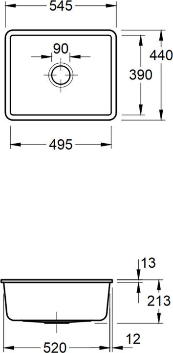 Image du produit Villeroy & Boch Evier sous plan V&B SUBWAY 60 SU 545x440mm avec commande manuelle blanc (Evier sous plan, 60 cm, 54.50 cm)