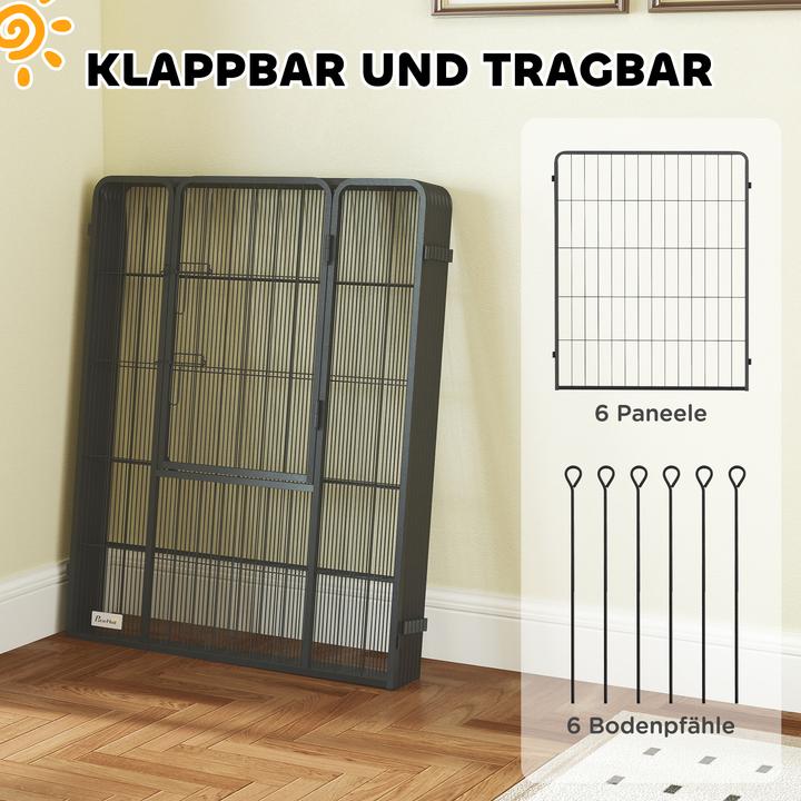 Actual product image PawHut Welpenauslauf Stahl Schwarz (Dog kennel)