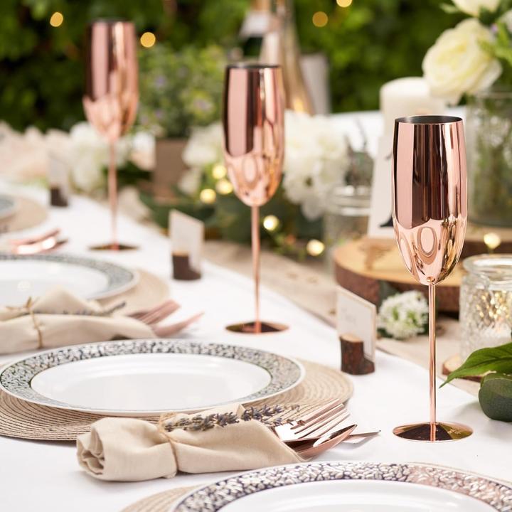 Image du produit Oak & Steel Lot de 2 flûtes à champagne en acier inoxydable or rose (28.50 cl, 2 Verres, Flûtes à champagne)