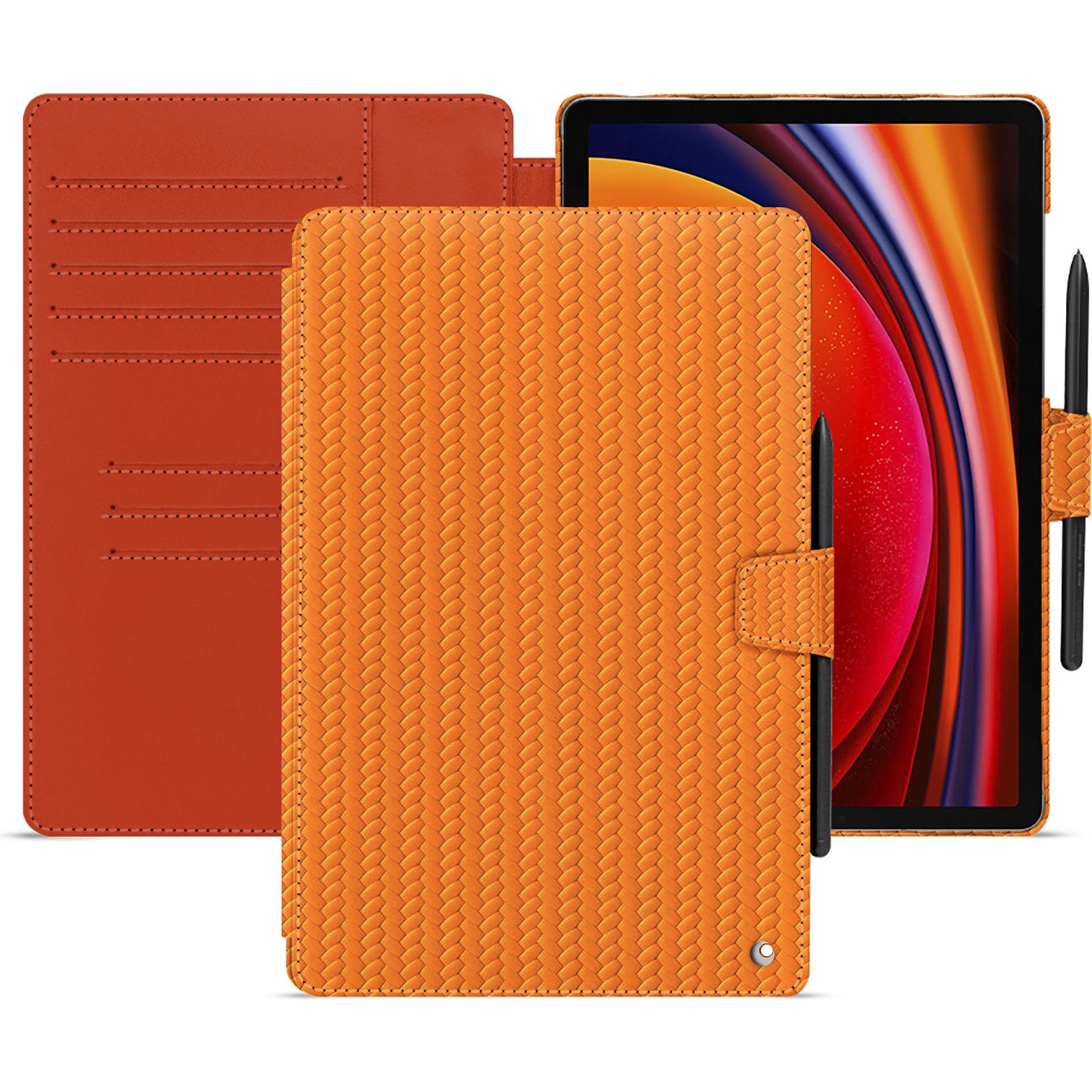 Noreve Lederschutzhülle Samsung Galaxy Tab S9 (Galaxy Tab S9), Tablet Hülle, Orange