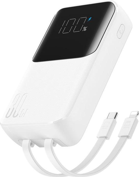 Produktbild Joyroom 30W 20000mAh mini Power Bank with built-in Cables, USB-A & USB-C - White (10000 mAh, 30 W, 37 Wh)