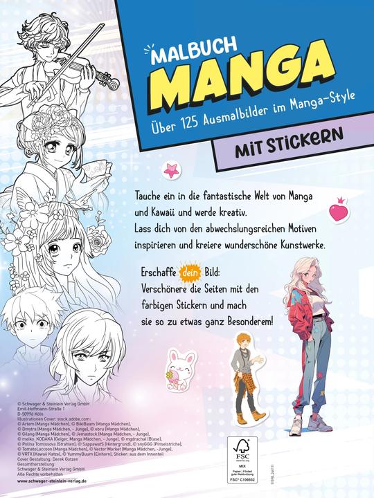 Image du produit Livre de coloriage manga extra épais avec des autocollants pour être créatif et se détendre pour