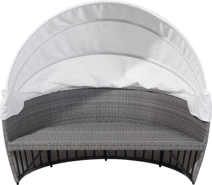 Produktbild Beliani Sonneninsel Rattan grau Sonnendach cremeweiss SYLT LUX