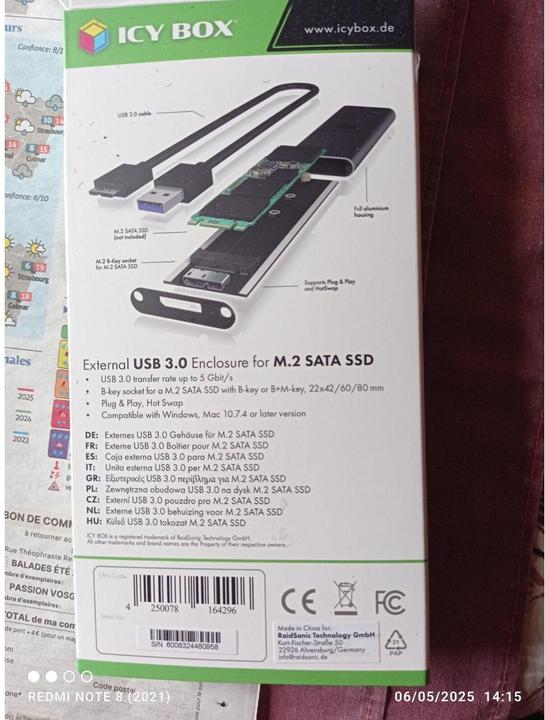 Actual product image Icy Box Ib-183m2 (M.2 2260, M.2 2242, M.2 2280)