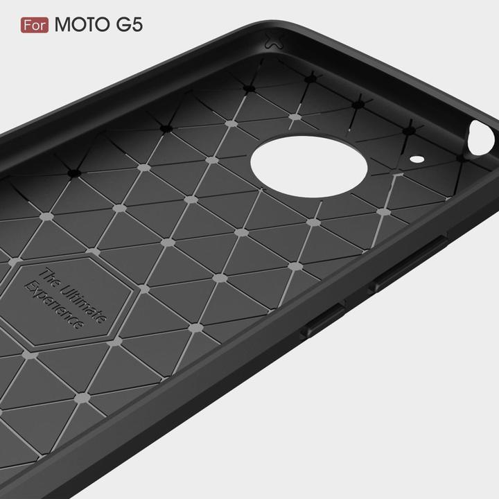 Produktbild König Design Motorola Moto G5 TPU Case Carbon Fiber Optik Brushed Motiv Schutz Hülle Grau Neu (Motorola Moto G5)