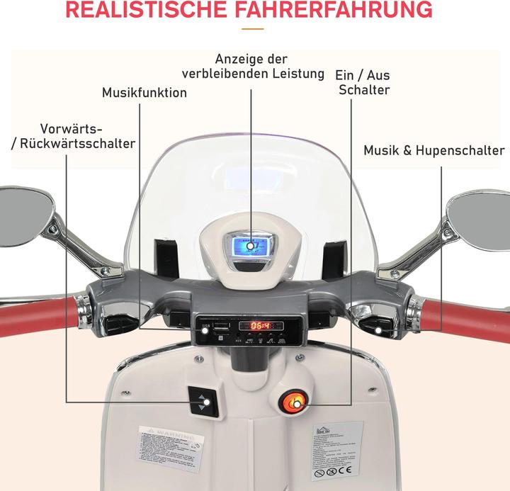 Image du produit Homcom Véhicule électrique Moto pour enfants avec musique MP3 Éclairage (6 V)