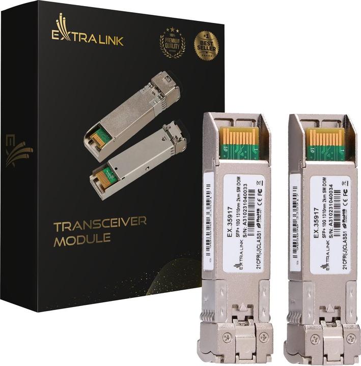 Produktbild Extralink SFP+ 10G 2er-Pack | SFP+ Modul | 10 Gbit/s LC/UPC 1310 nm 2 km Singlemode DOM