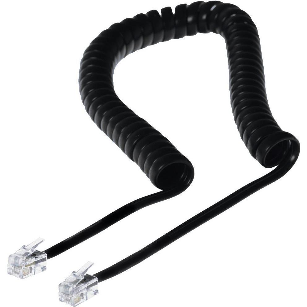 Helos Hörerspiralkabel kurz, schwarz, lose (ausgezogen ca. 2 m), Telefon Zubehör