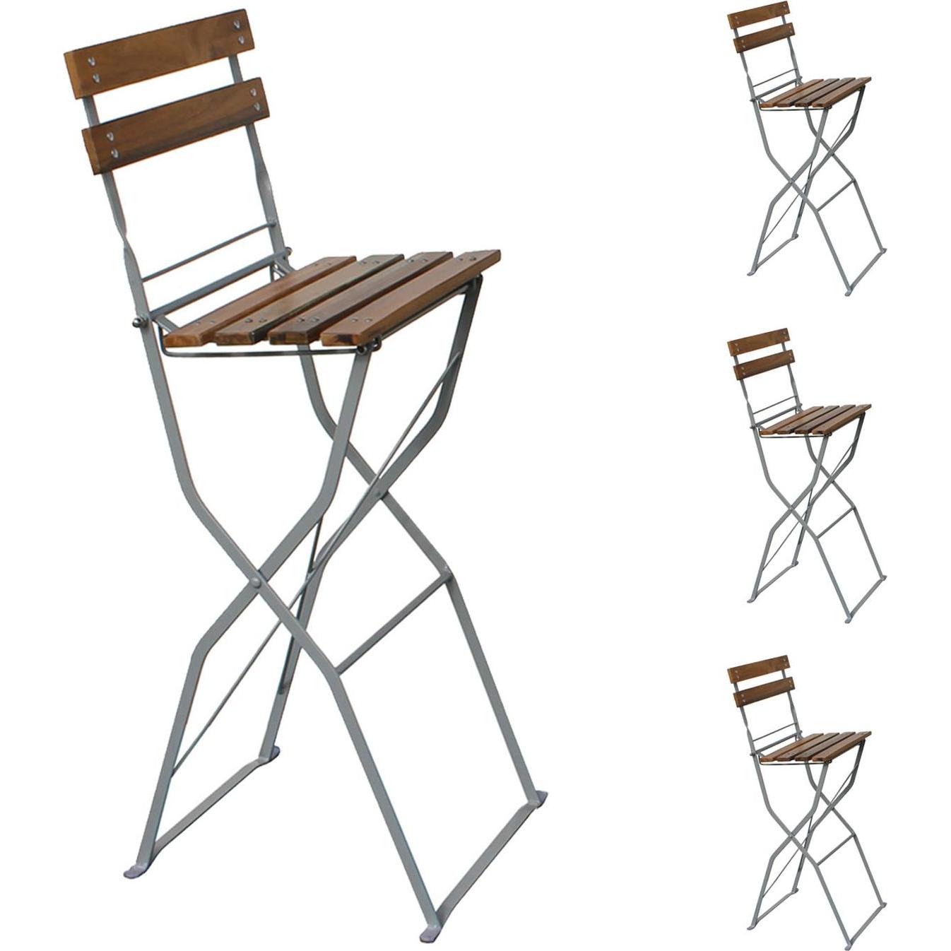 Mojawo, Gartenstühle, Biergarten Barhocker Hochstuhl Klappstuhl Gartenstuhl Akazie Stahl