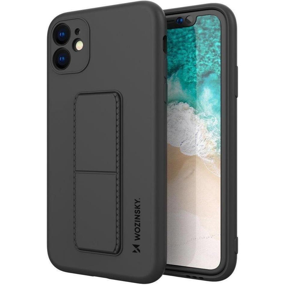 Wozinsky Kickstand Case Silicone Stand Cover Cover for Xiaomi Redmi 10X 4G / Xiaomi Redmi Note 9 Bla (Xiaomi Redmi Note ...