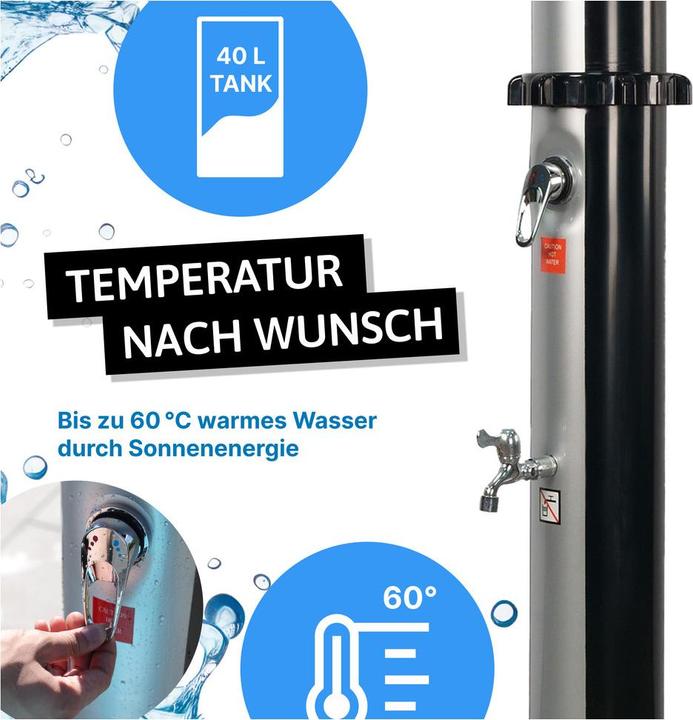 Actual product image Novaterra Solardusche 40L schwarz/silber