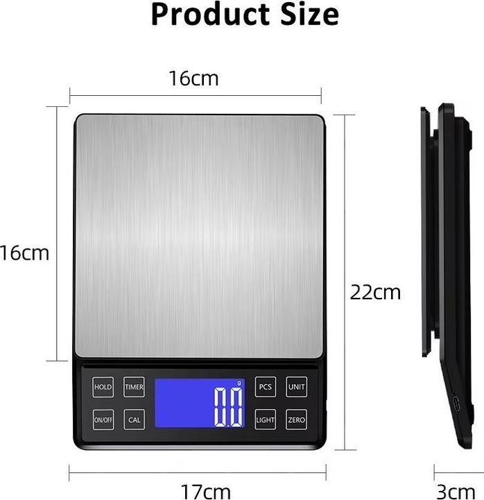 Image du produit Swissdetector Balance Multifonctions numérique rechargeable USB - Acier inoxydable - LCD - 1g/10g