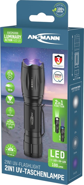Produktbild Ansmann Taschenlampe Action 400 UV (3.75 cm, 100 lm)