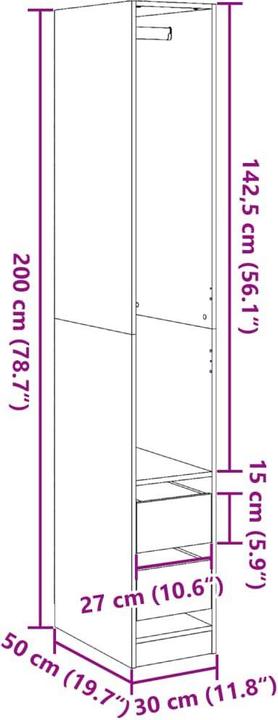 Produktbild vidaXL Kleiderschrank (30 x 50 x 200 cm)