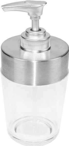 Immagine prodotto Dispenser di sapone, acrilico/acciaio inossidabile Altezza 15 cm, Ø 6,7 cm