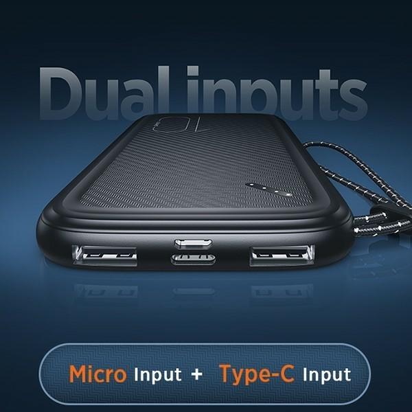 Actual product image Usams Powerbank PB56 10000mAh 2xUSB USB-C MicroUSB Fast Charge czarnyblack 10KCD (10000 mAh, 10 W)