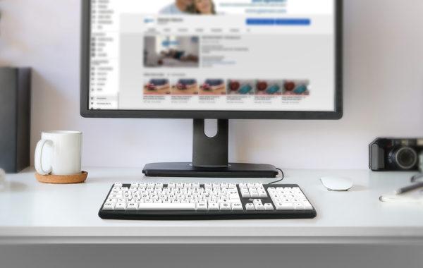 Actual product image Geemarc Keyboard KBSV3 USB German, QWERTZ White, Black Extra large keys, multimedia keys, connector (DE, Cable)