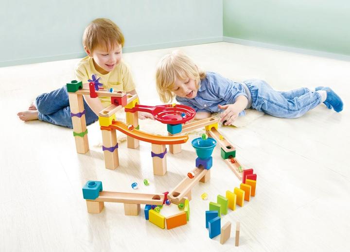 Actual product image Hape Fast marble run with dominoes