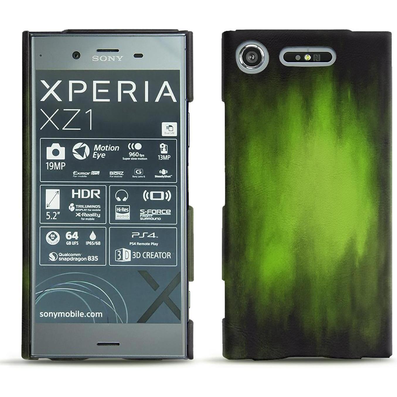 Noreve Lederschutzhülle (Sony Xperia XZ1), Smartphone Hülle, Grün