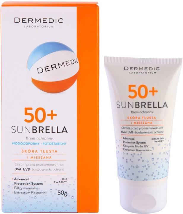 Actual product image Dermedic SUNBRELLA Sunscreen for Oily and Combination Skin SPF 50 50g (Sun cream face, Suntan cream, SPF 50+, 50 ml)