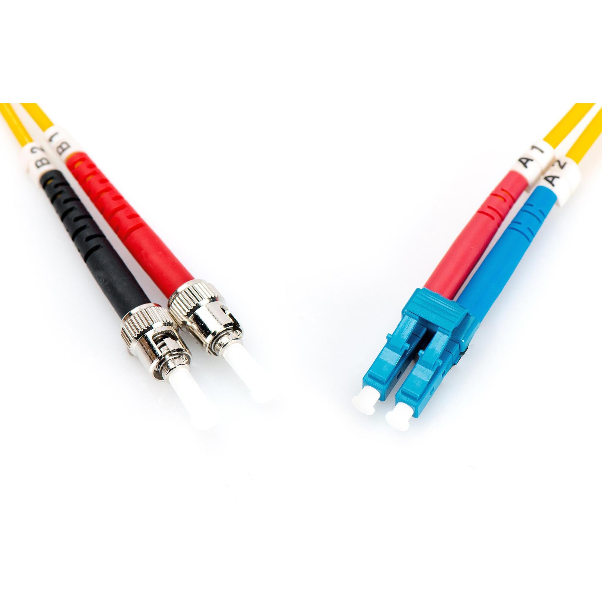 Digitus LWL Patchkabel LC zu ST OS2 Singlemode 09/125 Duplex Länge 1m (1 m), Netzwerkkabel