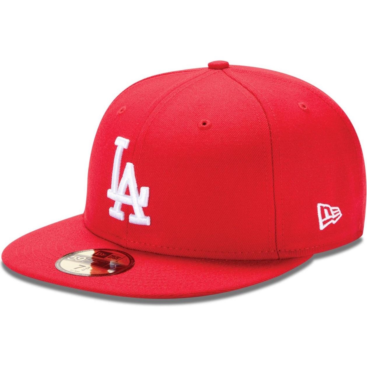 New Era, Herren, Cap, 59Fifty Cap - BASIC LA Dodgers rot / weiss - 7 7/8, Rot, (7 7/8)